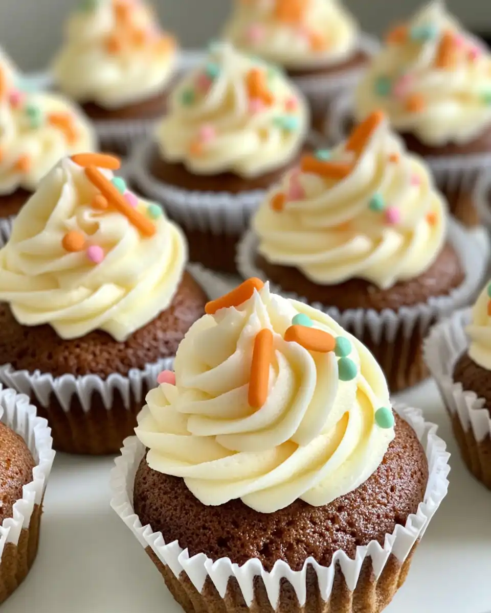 Showcasing a batch of carrot cupcakes on a cooling rack