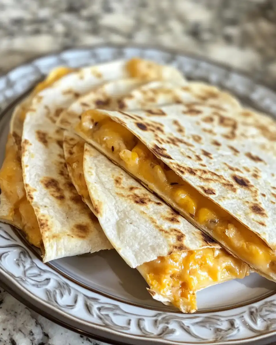 Serving cheesy quesadilla