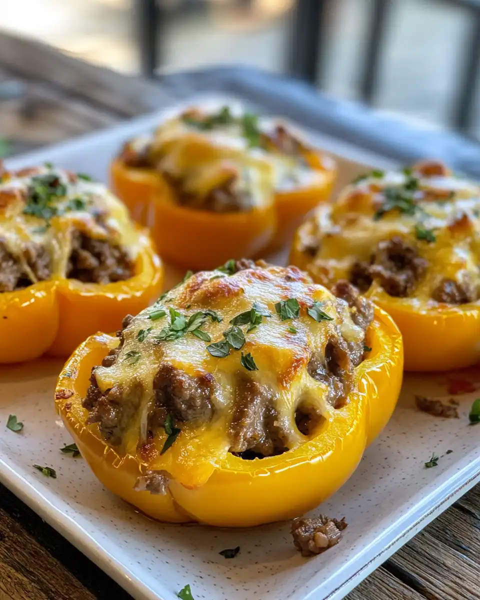 Finished stuffed peppers ready to serve