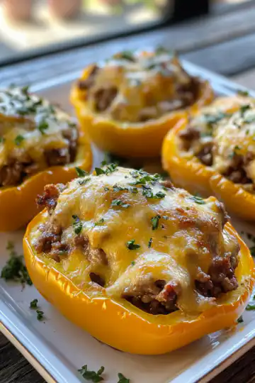 Cheesesteak stuffed peppers taken with iphone 15 pro max --iw 2 --ar 4:5 --v 6.1 --raw
