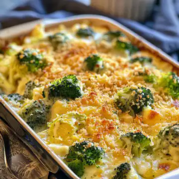 Cheesy broccoli casserole taken with iphone 15 pro max --iw 2 --ar 4:5 --v 6.0 --raw