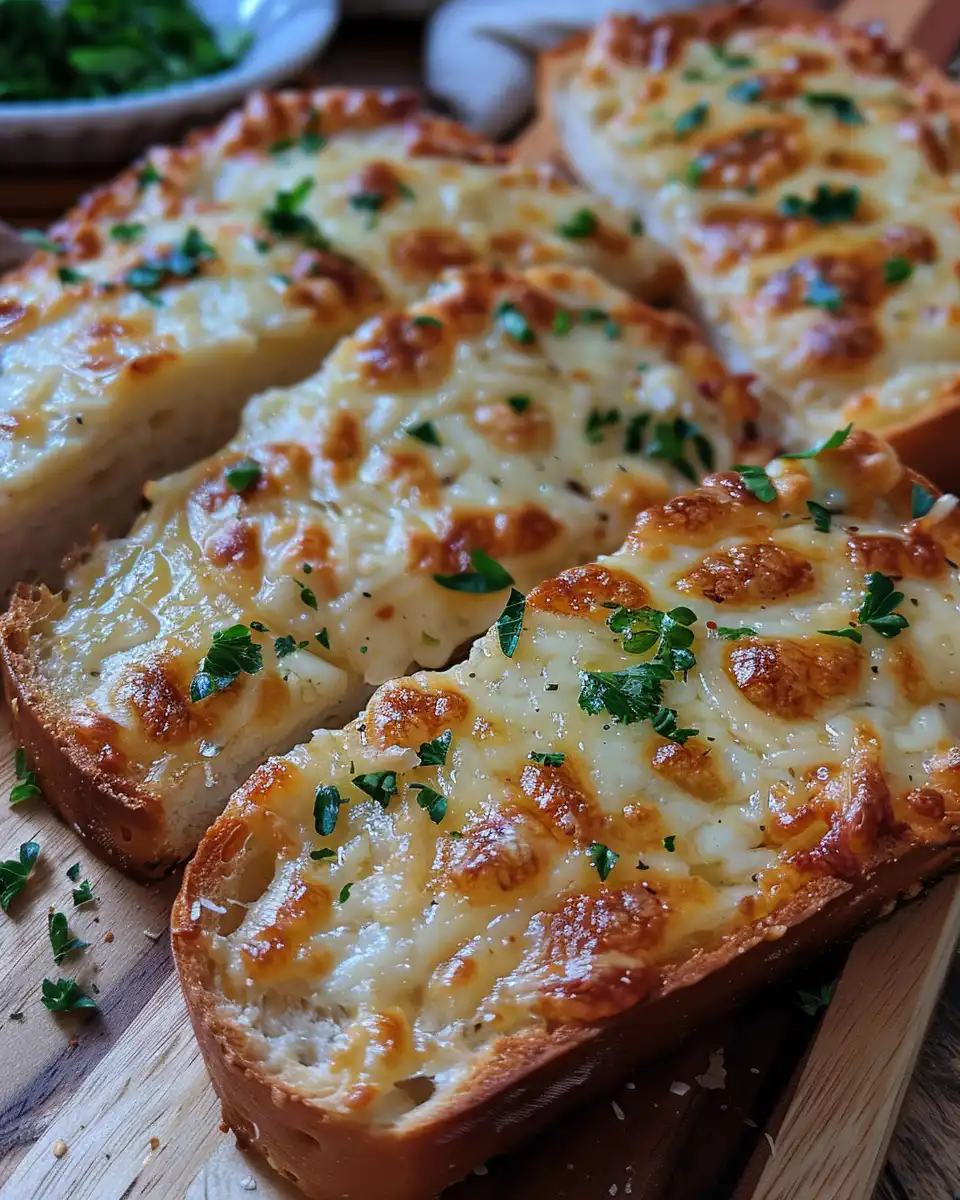 Ingredients for cheesy garlic bread laid out on a board