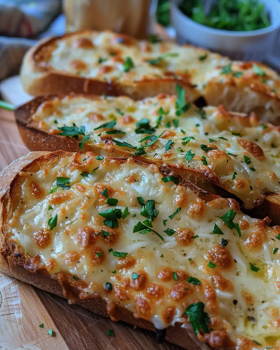 Close-up of cheesy garlic bread in pressure cooker
