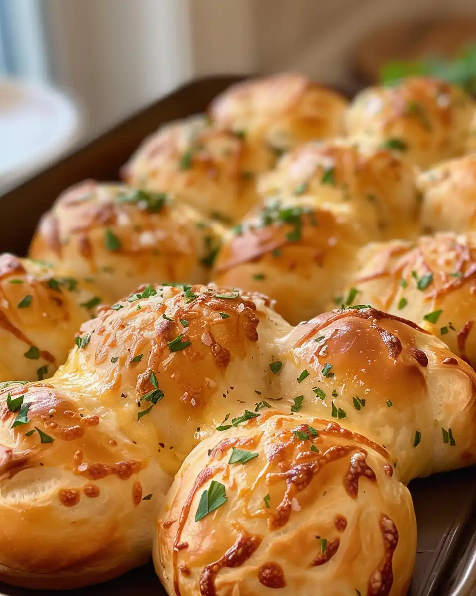 Ingredients and toppings for cheesy garlic knots
