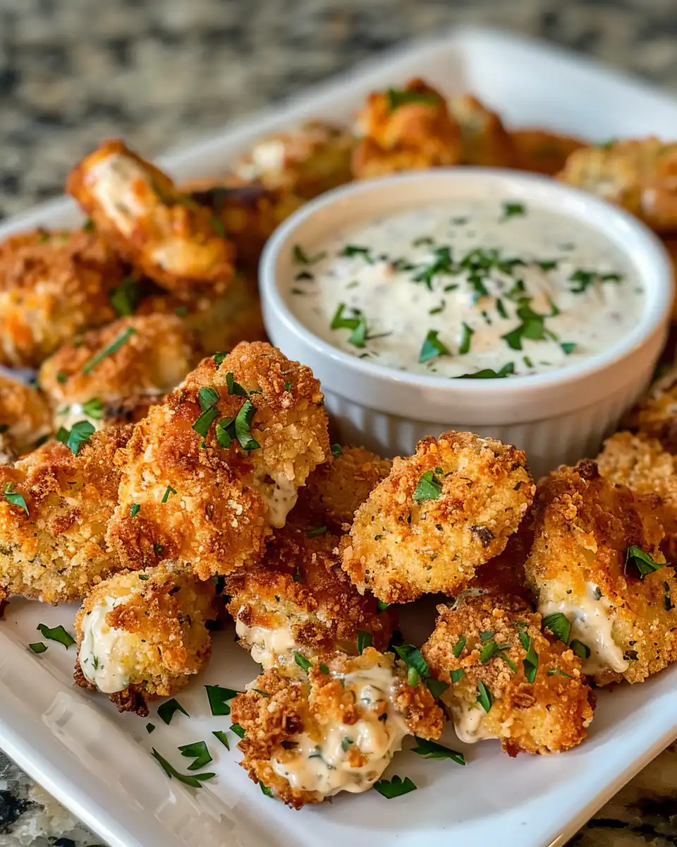 Serving of finished jalapeno popper chicken dip with crispy bacon topping