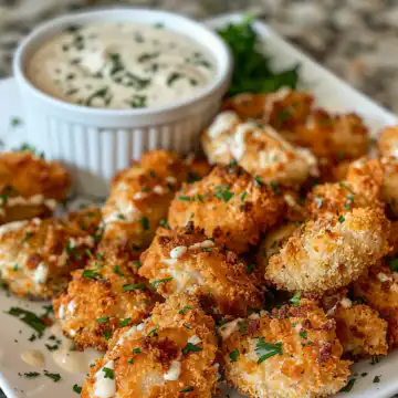 Cheesy Jalapeño Ranch Chicken Poppers with a Creamy Dip taken with iphone 15 pro max --iw 2 --ar 4:5 --v 6.0 --raw