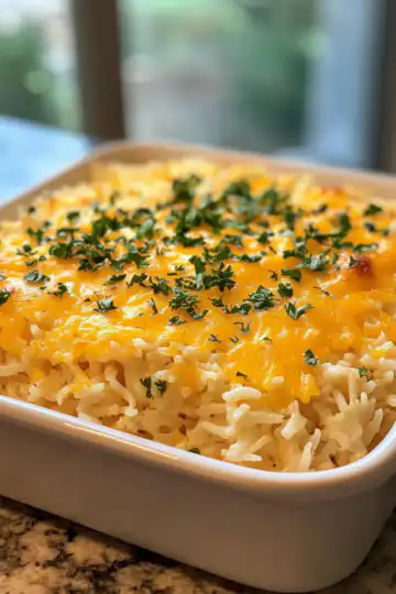 Cheesy rice casserole taken with iphone 15 pro max --iw 2 --ar 4:5 --v 6.1 --raw