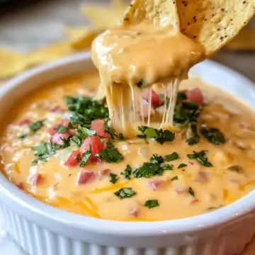Cheesy Rotel Ranch Queso taken with iphone 15 pro max --iw 2 --ar 4:5 --v 6.1 --raw