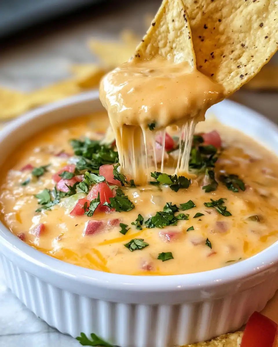 Pressure cooker delicious cheesy Rotel ranch queso dip bubbling hot