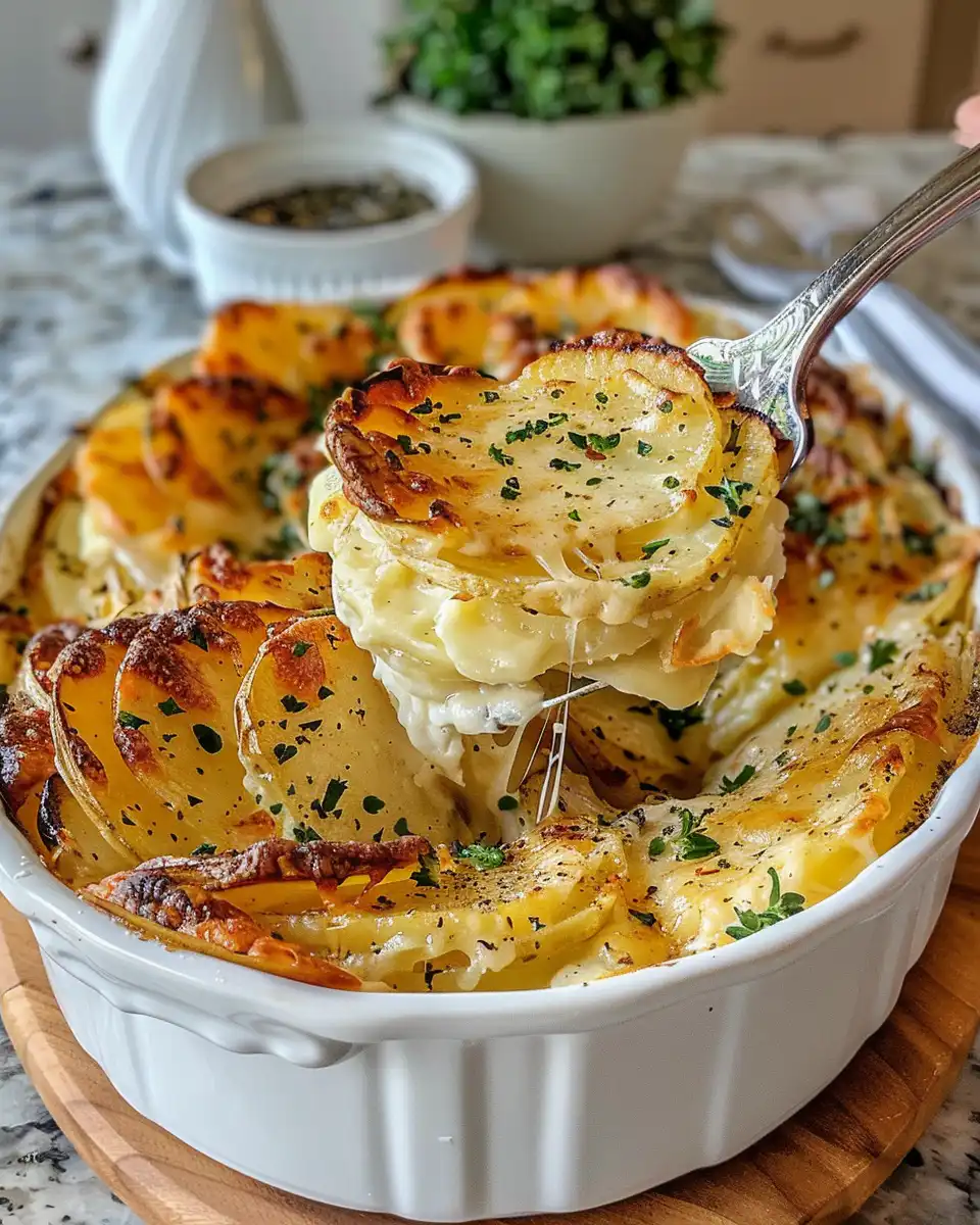 Ingredients for cheesy scalloped potatoes laid out