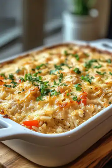 Chicken and rice casserole taken with iphone 15 pro max --iw 2 --ar 4:5 --v 6.1 --raw