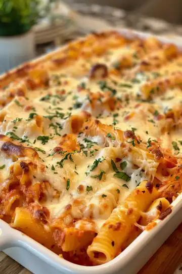 Chicken baked ziti taken with iphone 15 pro max --iw 2 --ar 4:5 --v 6.0 --raw