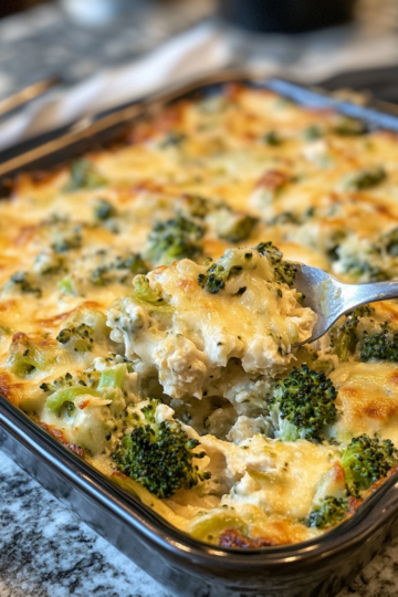 Chicken broccoli casserole taken with iphone 15 pro max --iw 2 --ar 4:5 --v 6.1 --raw