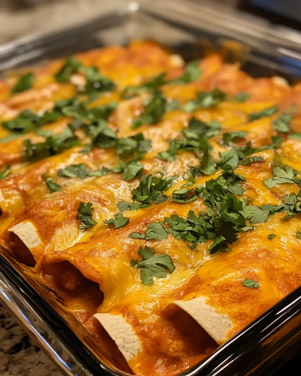 Serving hot chicken enchiladas