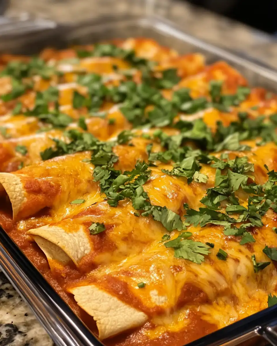 Close-up of chicken enchiladas on a plate