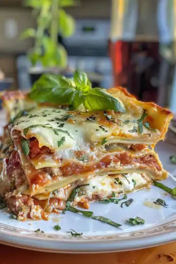 Chicken lasagna taken with iphone 15 pro max --iw 2 --ar 4:5 --v 6.0 --raw