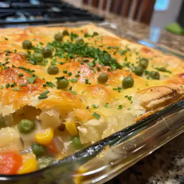 Chicken pot pie casserole taken with iphone 15 pro max --iw 2 --ar 4:5 --v 6.0 --raw