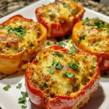 Chicken stuffed peppers taken with iphone 15 pro max --iw 2 --ar 4:5 --v 6.1 --raw