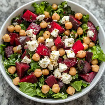 Chickpea Beet and Feta Salad taken with iphone 15 pro max --iw 2 --ar 4:5 --v 6.1 --raw