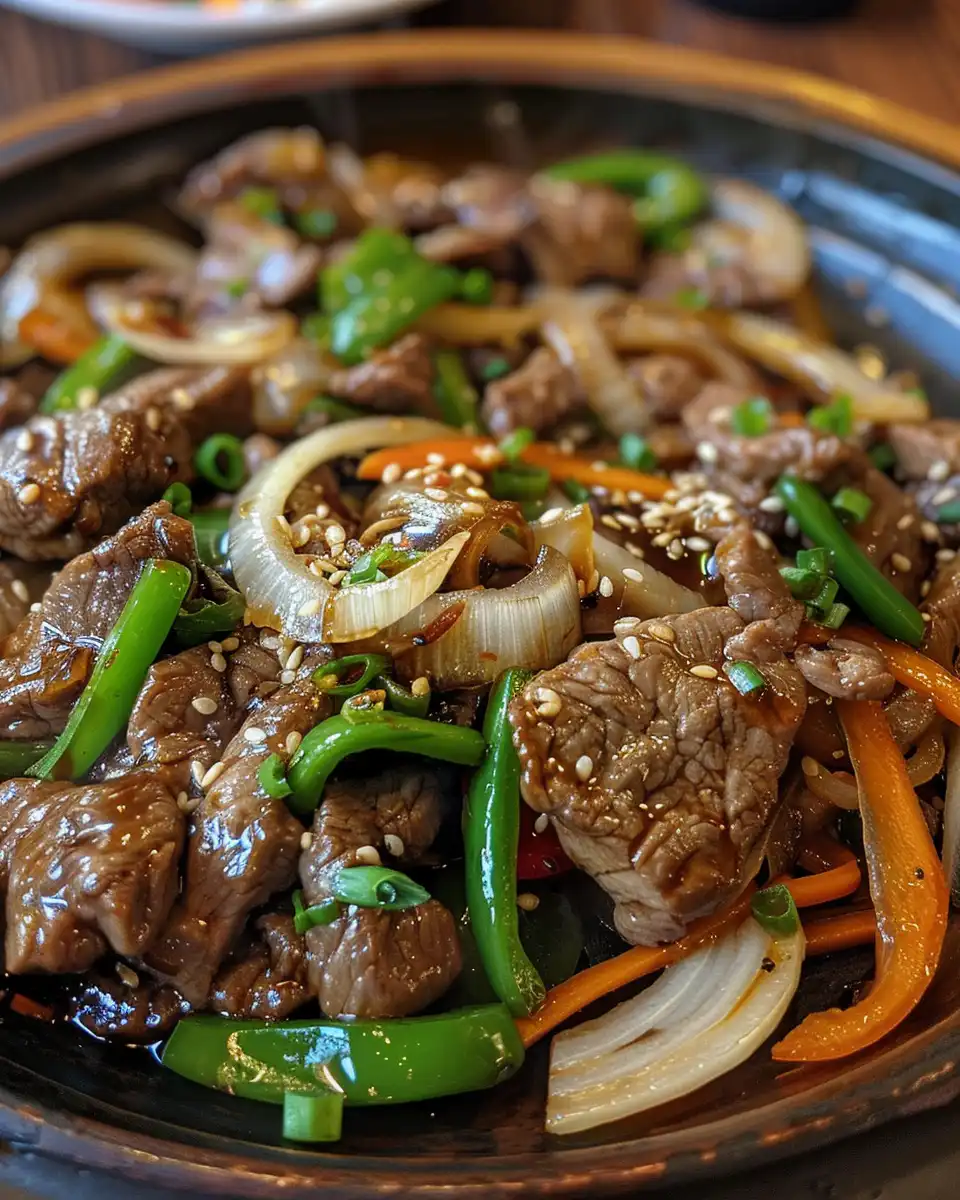 Ingredients for Chinese pepper steak on a kitchen counter