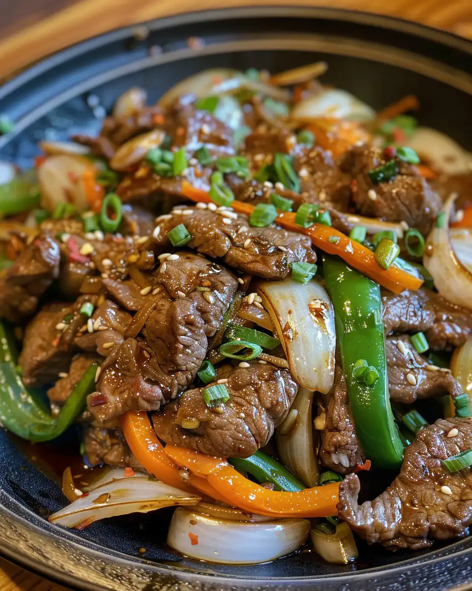 Steam rising from pressure cooker filled with pepper steak