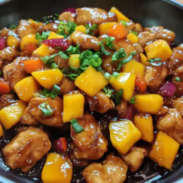 Chinese Style Mango Chicken Stir Fry taken with iphone 15 pro max --iw 2 --ar 4:5 --v 6.1 --raw