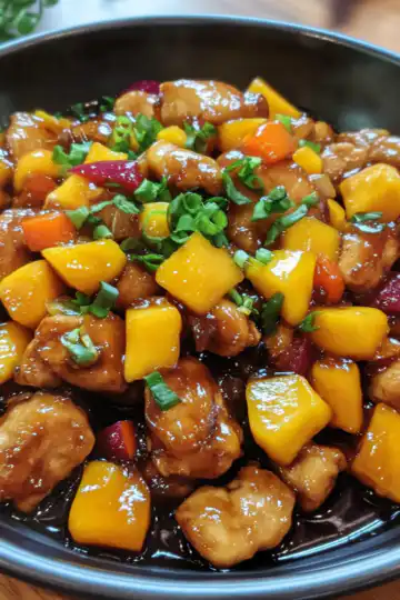 Chinese Style Mango Chicken Stir Fry taken with iphone 15 pro max --iw 2 --ar 4:5 --v 6.1 --raw