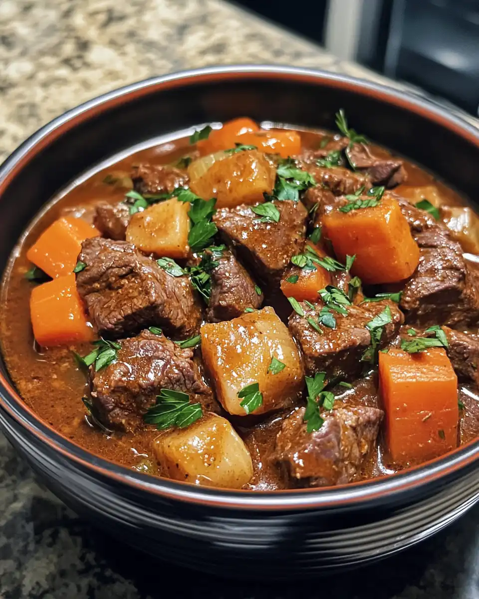 Tender beef stew with vegetables