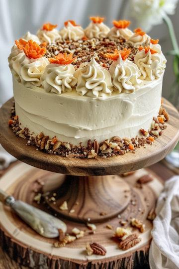 Classic carrot cake taken with iphone 15 pro max --iw 2 --ar 4:5 --v 6.0 --raw