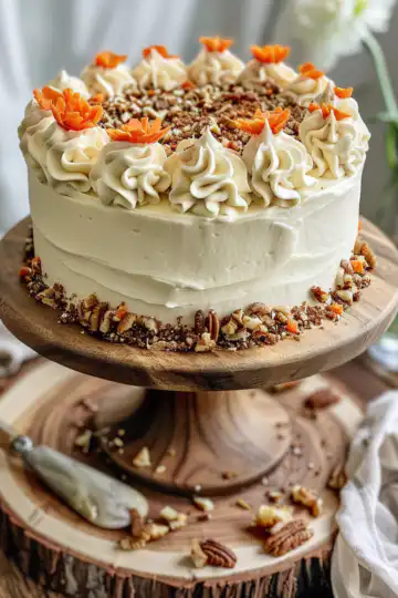 Classic carrot cake taken with iphone 15 pro max --iw 2 --ar 4:5 --v 6.0 --raw