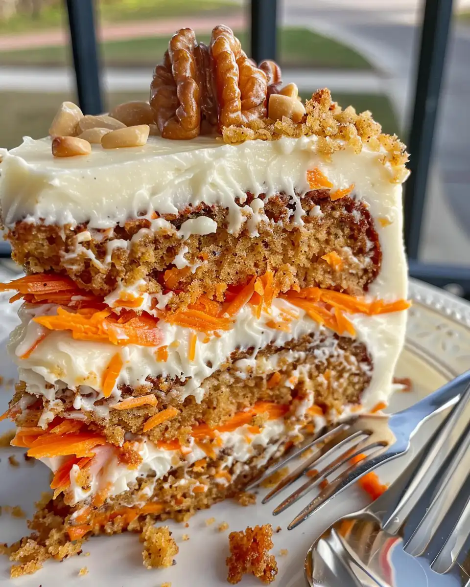Cream cheese frosted pressure cooker carrot cake slice
