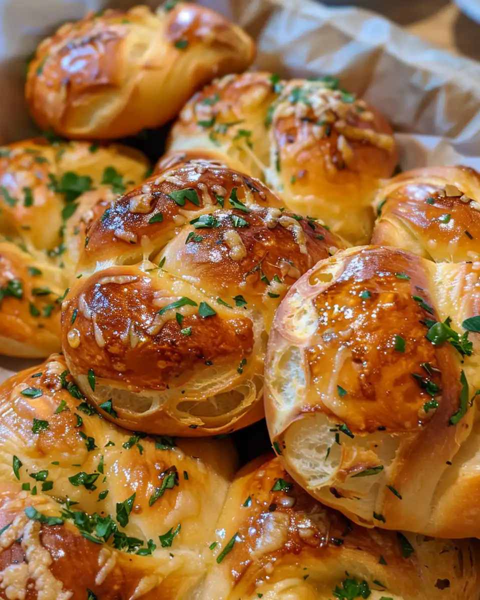 Final plated New York style garlic knots ready to serve