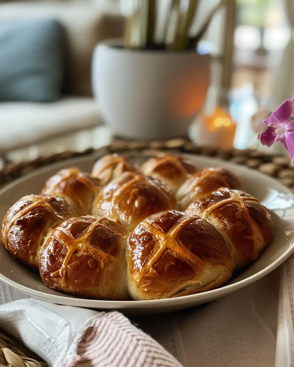 Soft fragrant buns with classic cross in pressure cooker
