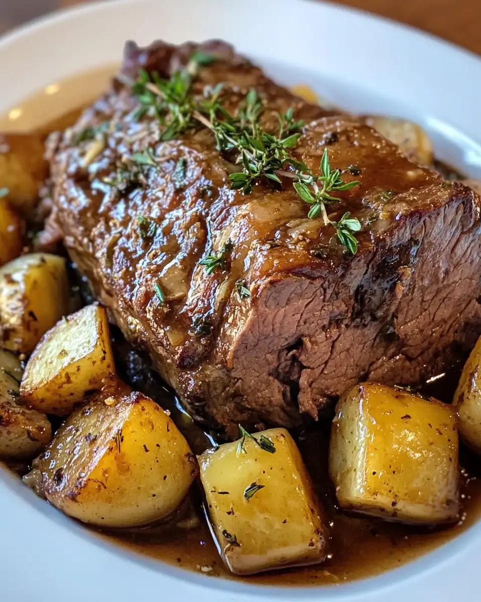 A delicious classic pot roast on a plate