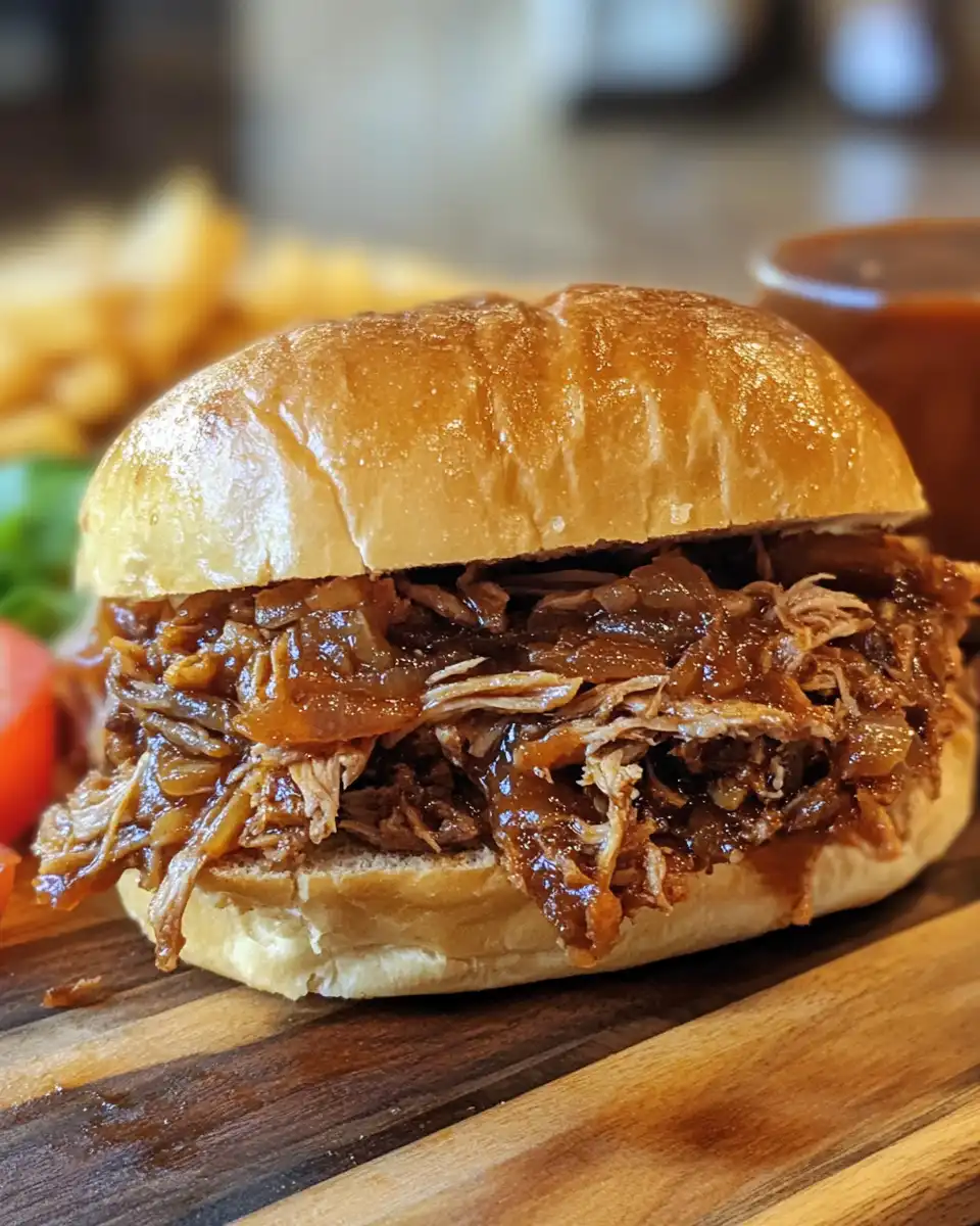 Beautiful plate of pulled pork served with sides