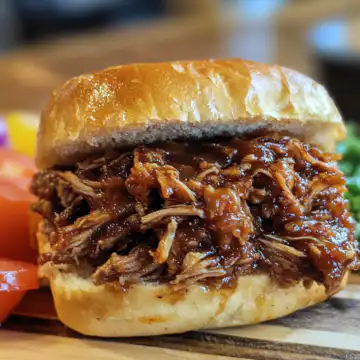 Classic pulled pork taken with iphone 15 pro max --iw 2 --ar 4:5 --v 6.1 --raw