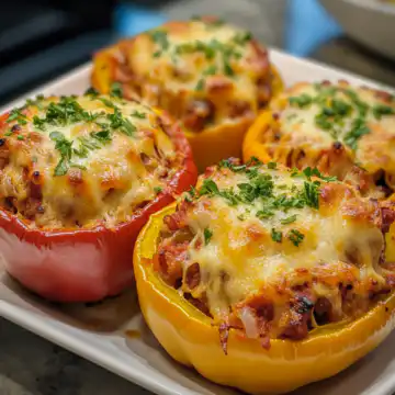 Classic stuffed peppers taken with iphone 15 pro max --iw 2 --ar 4:5 --v 6.1 --raw