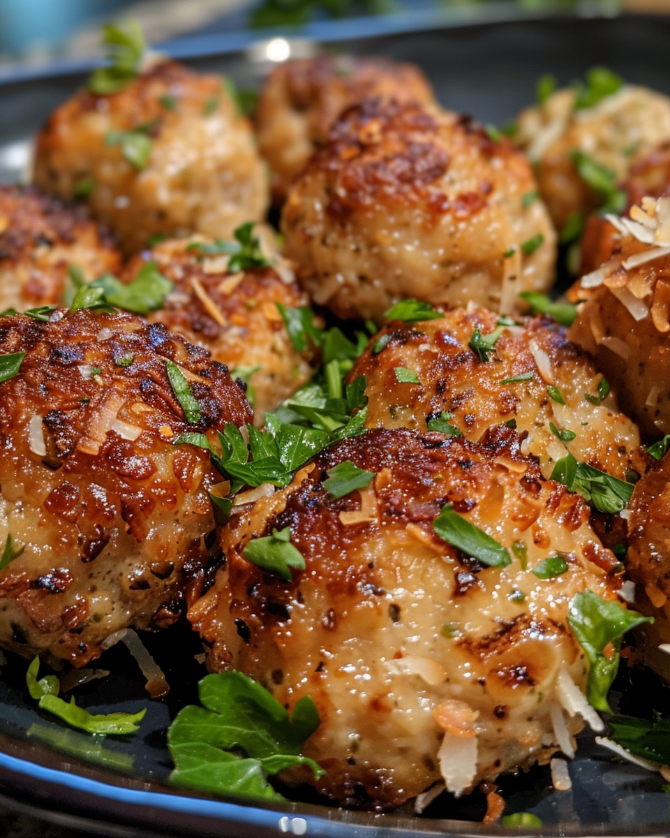 Freshly prepared coconut chicken meatballs ready to cook with spices and peppers