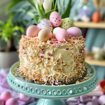 Coconut Hummingbird Easter Cake taken with iphone 15 pro max --iw 2 --ar 4:5 --v 6.0 --raw