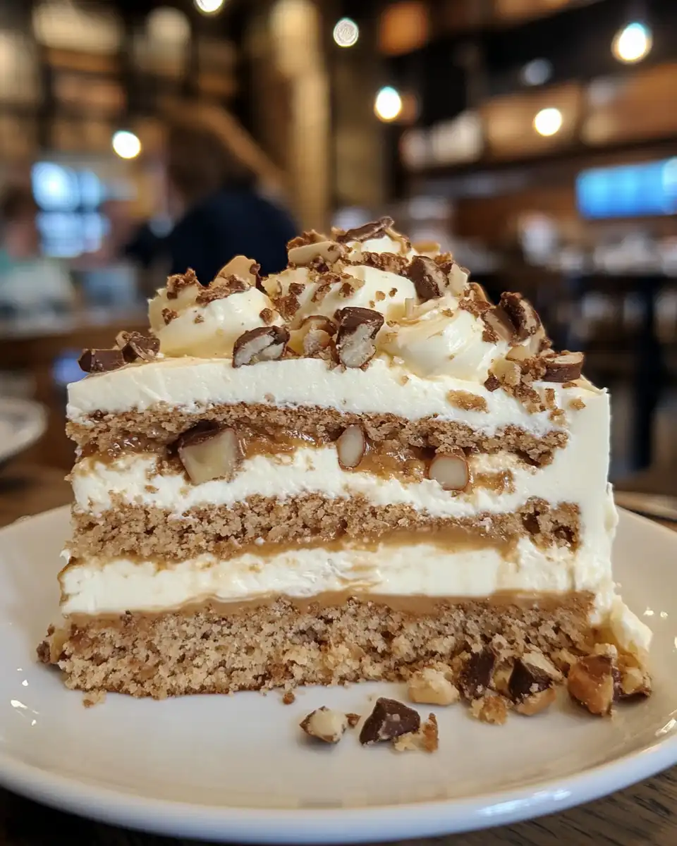 Slice of coffee cake with layers visible