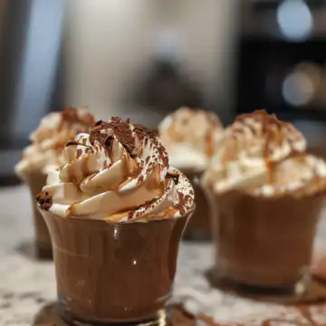 Coffee Mousse Dessert Cups taken with iphone 15 pro max --iw 2 --ar 4:5 --v 6.0 --raw