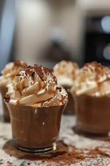 Coffee Mousse Dessert Cups taken with iphone 15 pro max --iw 2 --ar 4:5 --v 6.0 --raw