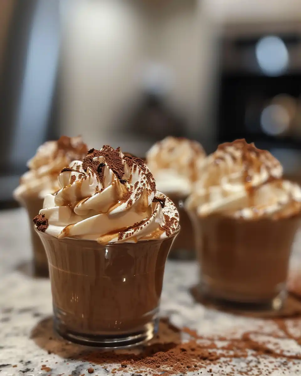 Coffee mousse dessert cups freshly prepared