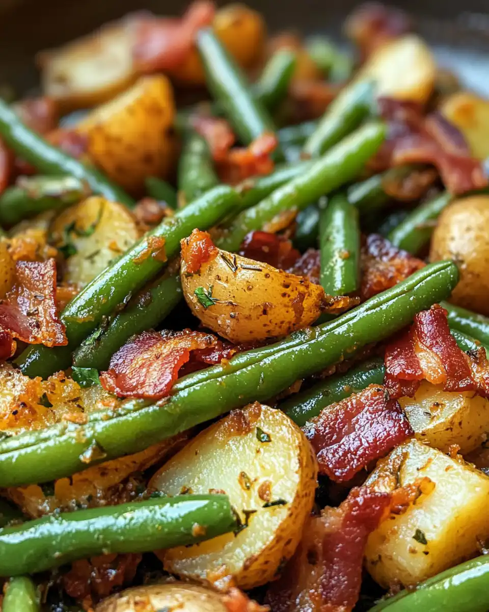 Ingredients for pressure cooker green beans and potatoes with butter and bacon
