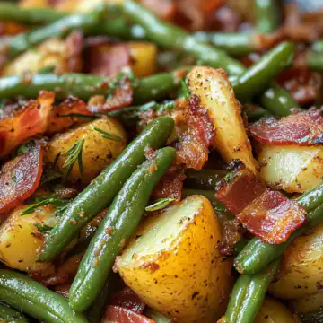 Country Ranch Green Beans 'and Potatoes with Bacon taken with iphone 15 pro max --iw 2 --ar 4:5 --v 6.1 --raw