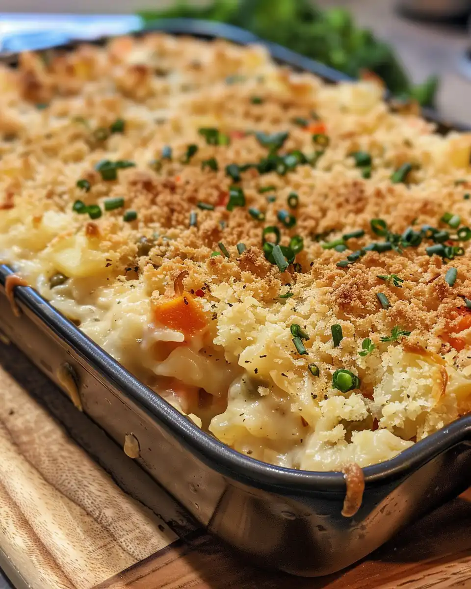 Cozy creamy vegetable casserole freshly baked in a pressure cooker