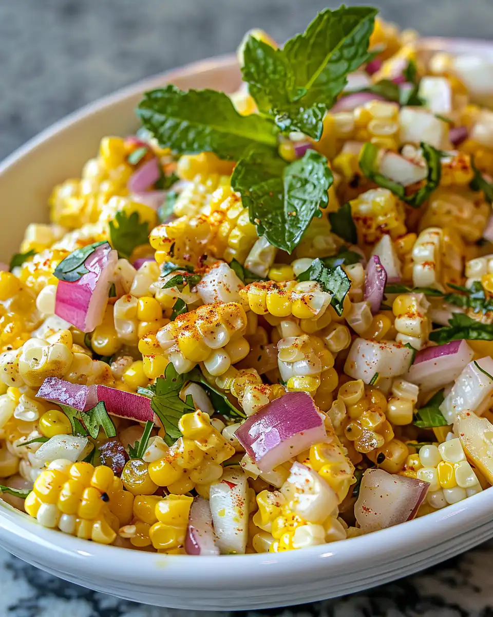 Finished esquites in bowl ready to serve