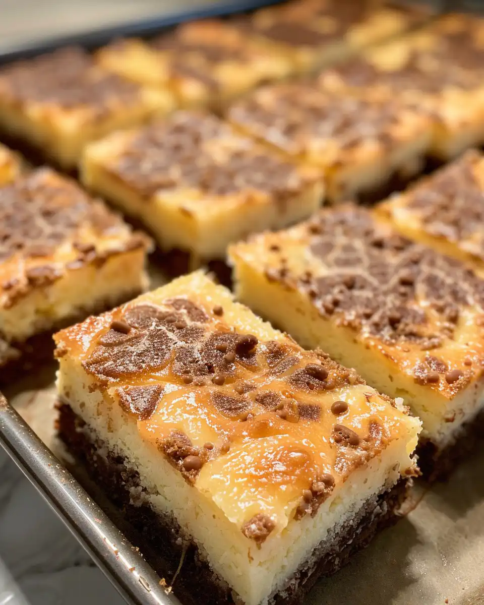 Baked cream cheese squares cooling in pan