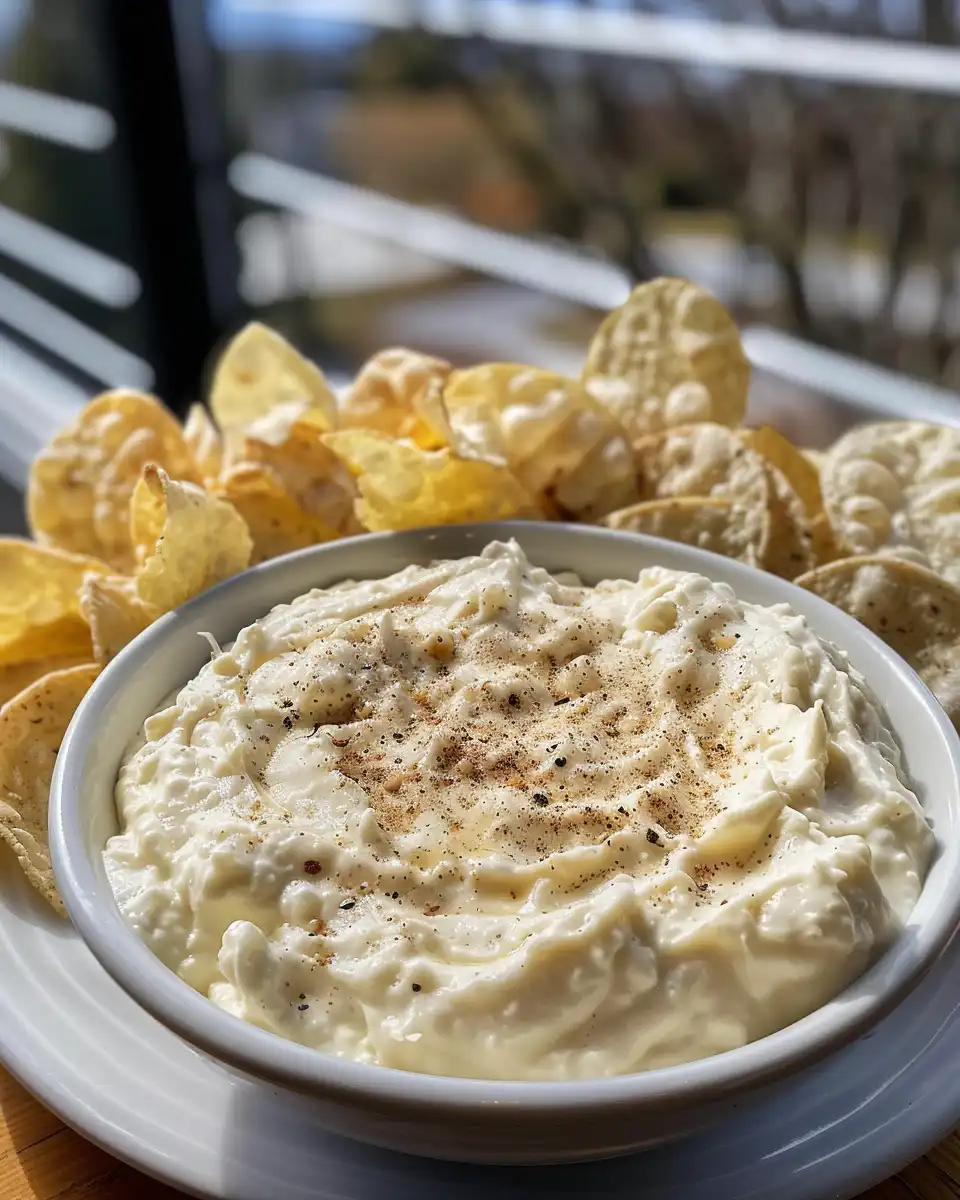 Cream cheese dip served with crackers and veggies
