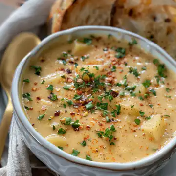 Creamy Cajun Potato Soup Recipe taken with iphone 15 pro max --iw 2 --ar 4:5 --v 6.0 --raw